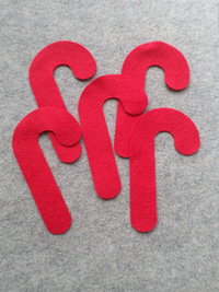 12 Cut Felt Shapes, Cany Cane Pieces