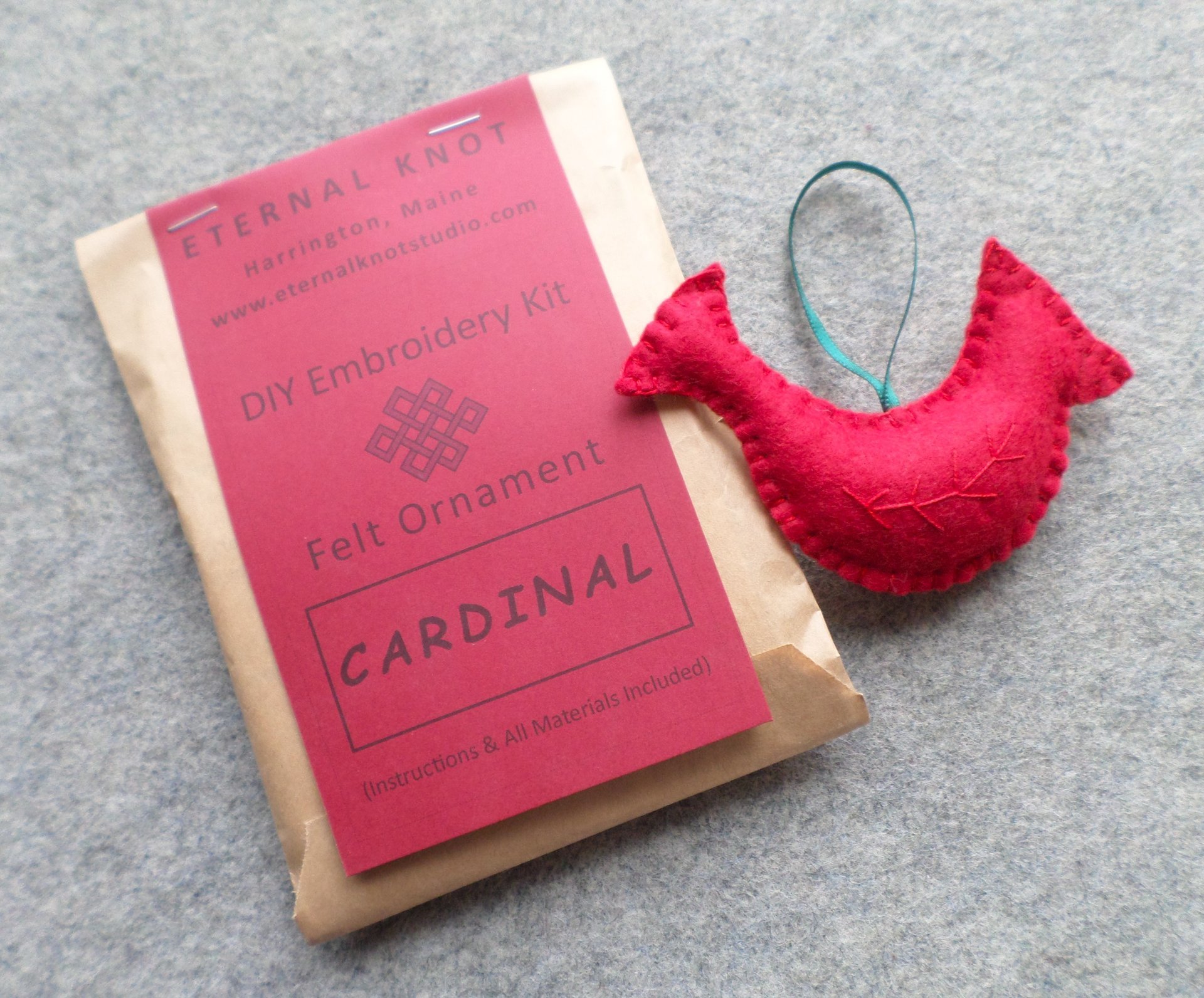 Red Cardinal Felt Holiday Ornament DIY Kit 