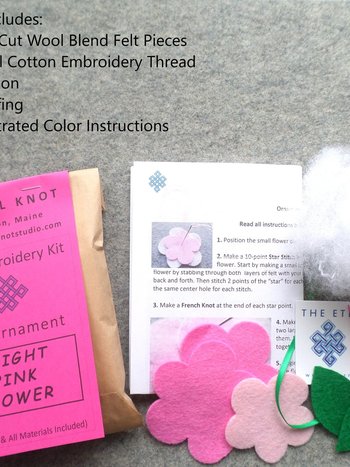 Pink Flower Felt Ornament DIY Kit 