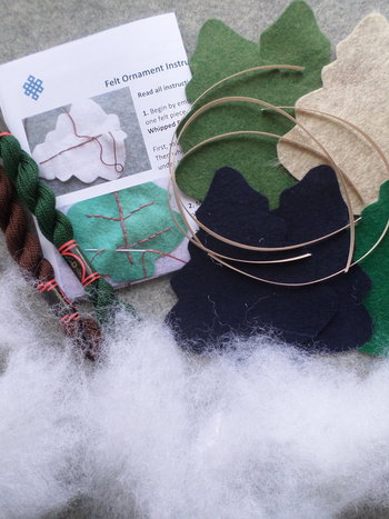 Set of 4 Tree Felt Ornaments DIY Kit 