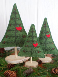 Maine Balsam Fir Green Felt Tabletop Tree Sculpture