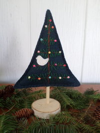 Maine Balsam Fir Blue Felt Tabletop Tree Sculpture