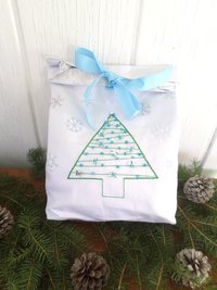Re-useable Holiday Gift Bag, Hand Embroidered