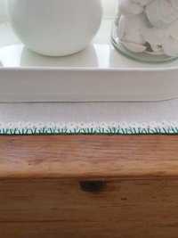 Hand Embroidered Linen Table Runner, Daisies