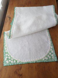 Hand Embroidered Linen Table Runner, Daisies