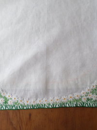 Hand Embroidered Linen Table Runner, Daisies
