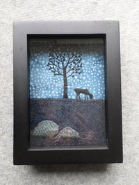 Downeast Night Hand-Embroidered Crewel Wall Art