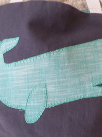 Turquioise Whale Hand Embroidered Tote Bag, SMALL 