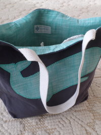 Turquioise Whale Hand Embroidered Tote Bag, SMALL 