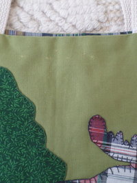 Maine Pine Tree & Moose Hand Embroidered Tote Bag, SMALL NQP