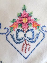 Vintage Hand Embroidered Linen Napkins, Set of 11