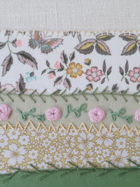 8" x 10" Pink Roses Maine Hand Embroidered Landscape 