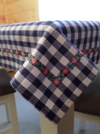 Hand Embroidered Gingham Tablecloth