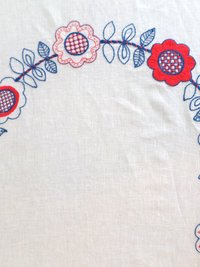 Hand Embroidered Scandinavian Floral Linen Tablecloth