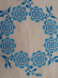 Vintage Swedish Cross-Stitch, Upcycled Linen Cushion