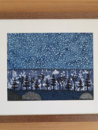 11" x 14" Downeast Night Hand-Embroidered Crewel Wall Art