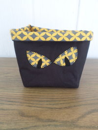 Cat's Eyes Hand Embroidered Canvas Fabric Basket