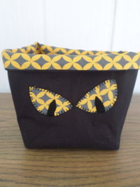Cat's Eyes Hand Embroidered Canvas Fabric Basket