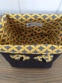 Cat's Eyes Hand Embroidered Canvas Fabric Basket