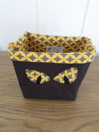 Cat's Eyes Hand Embroidered Canvas Fabric Basket