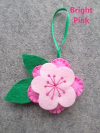 Pink Cherry Blossom Flower Felt Holiday Ornament DIY Kit