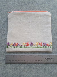 Wildflowers Zip Bag, Hand Embroidered Coin Purse with Floral Design