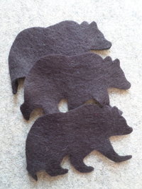 Cut Felt Shapes, 12 Bear Pieces