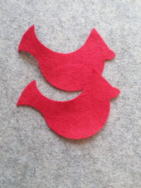 Cut Felt Bird Shapes, 12 Red Cardinal Pieces
