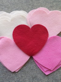 Cut Felt Shapes, 12 Heart Pieces