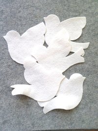 Cut Felt Bird Shapes, 12 White Dove Pieces