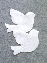Cut Felt Bird Shapes, 12 White Dove Pieces