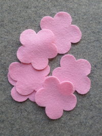 12 Cut Felt Shapes, 2.25" Flower Pieces