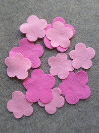 12 Cut Felt Shapes, 2.75" Flower Pieces