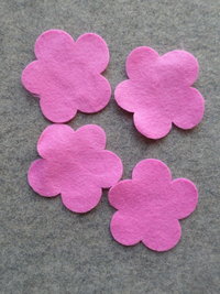 12 Cut Felt Shapes, 2.75" Flower Pieces