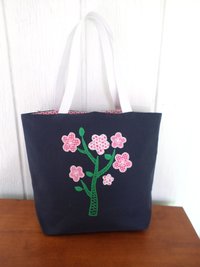 Spring Flowers Hand Embroidered Tote Bag, SMALL
