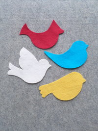 Cut Felt Bird Shapes, 12 Yellow Bird Pieces