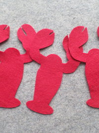 Cut Felt Shapes, 12 Lobster Pieces