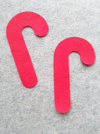 12 Cut Felt Shapes, Cany Cane Pieces