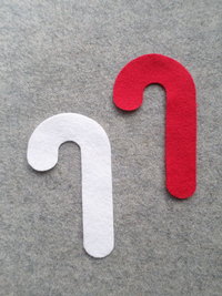 12 Cut Felt Shapes, Cany Cane Pieces
