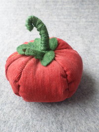 Orange Corduroy Pumpkin Pincushion