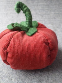 Orange Corduroy Pumpkin Pincushion