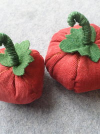 Orange Corduroy Pumpkin Pincushion