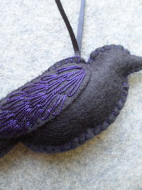 Crow Halloween Felt Holiday Ornament DIY Kit