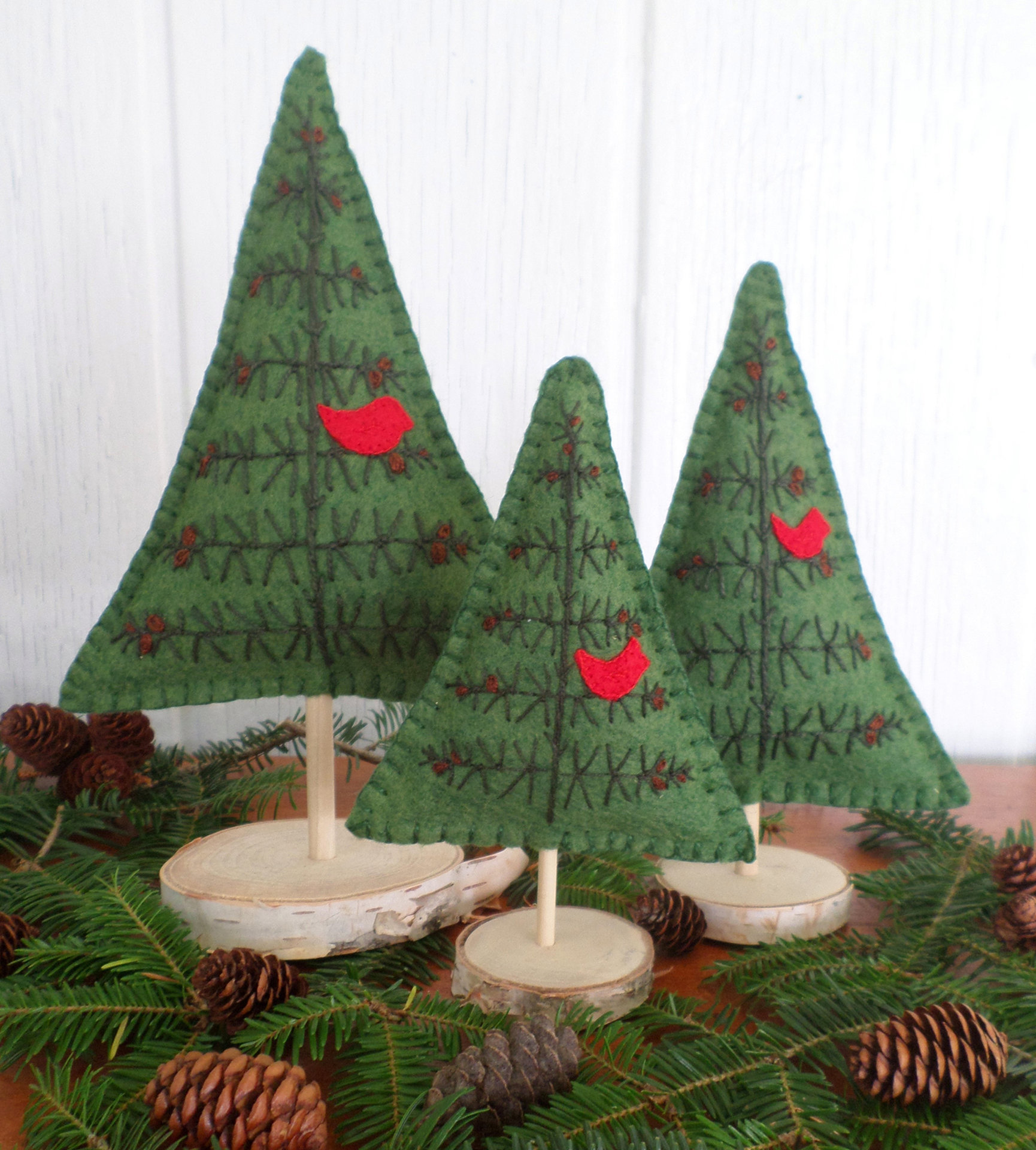 Maine Balsam Fir Green Felt Tabletop Tree Sculpture