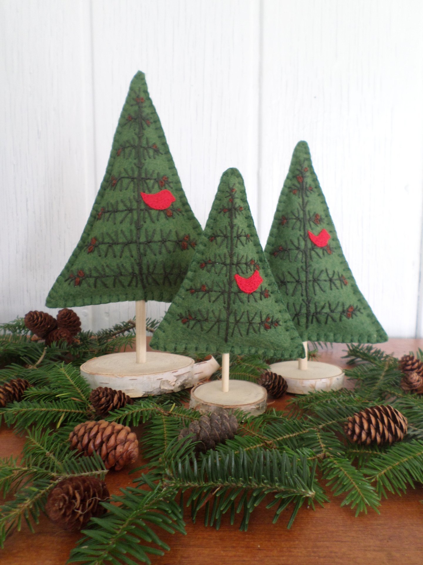 Maine Balsam Fir Green Felt Tabletop Tree Sculpture