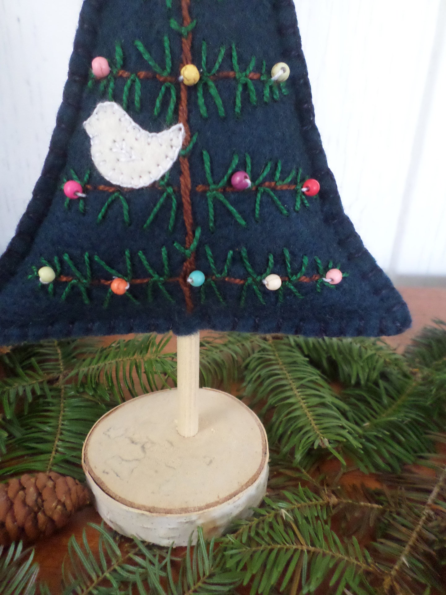 Maine Balsam Fir Blue Felt Tabletop Tree Sculpture