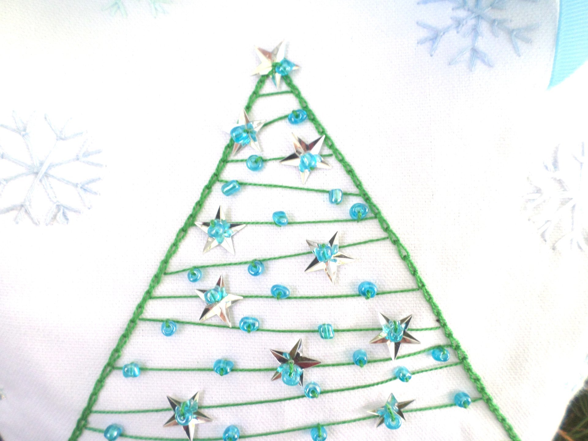Re-useable Holiday Gift Bag, Hand Embroidered