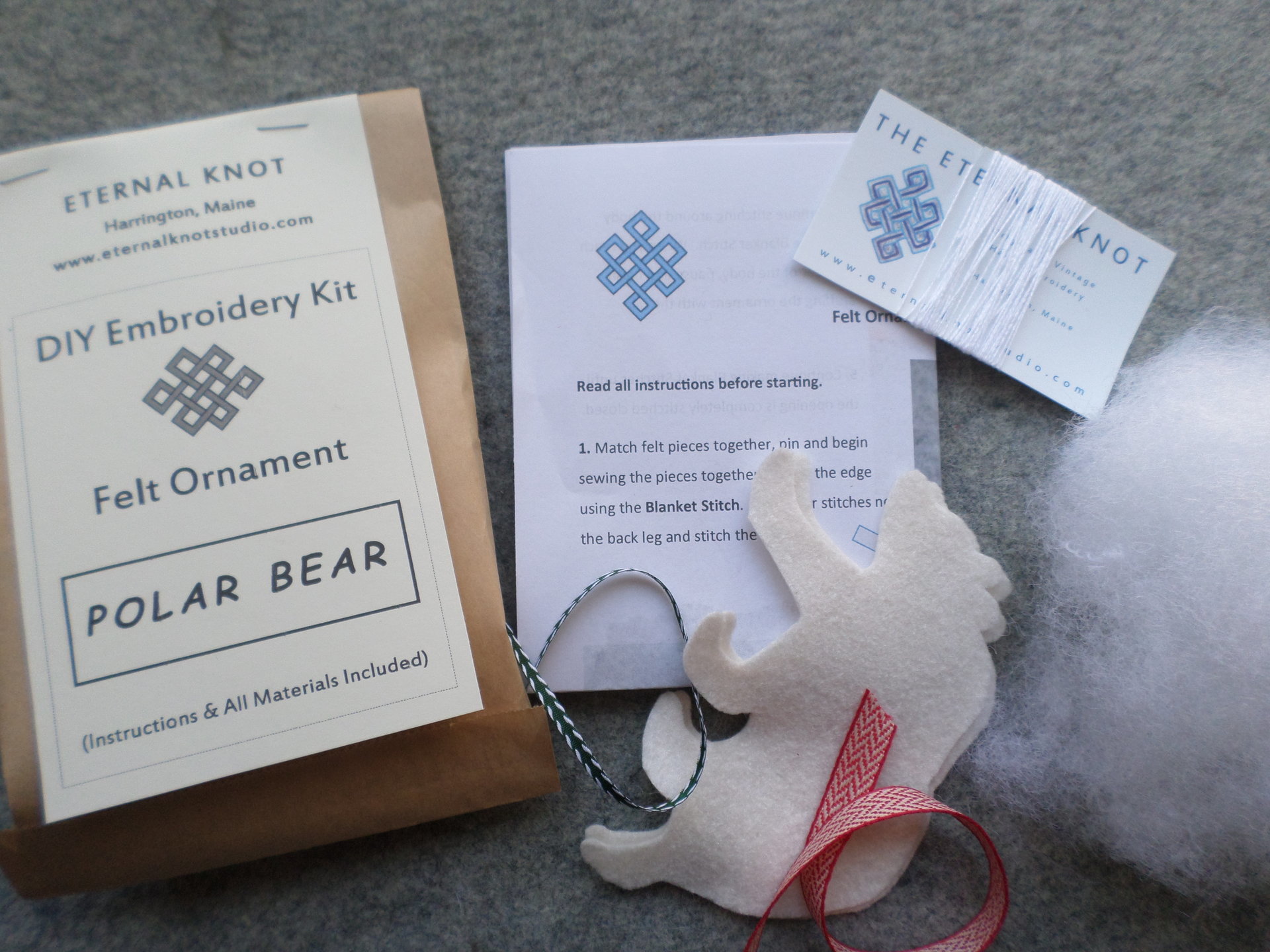 Polar Bear Felt Holiday Ornament DIY Kit 