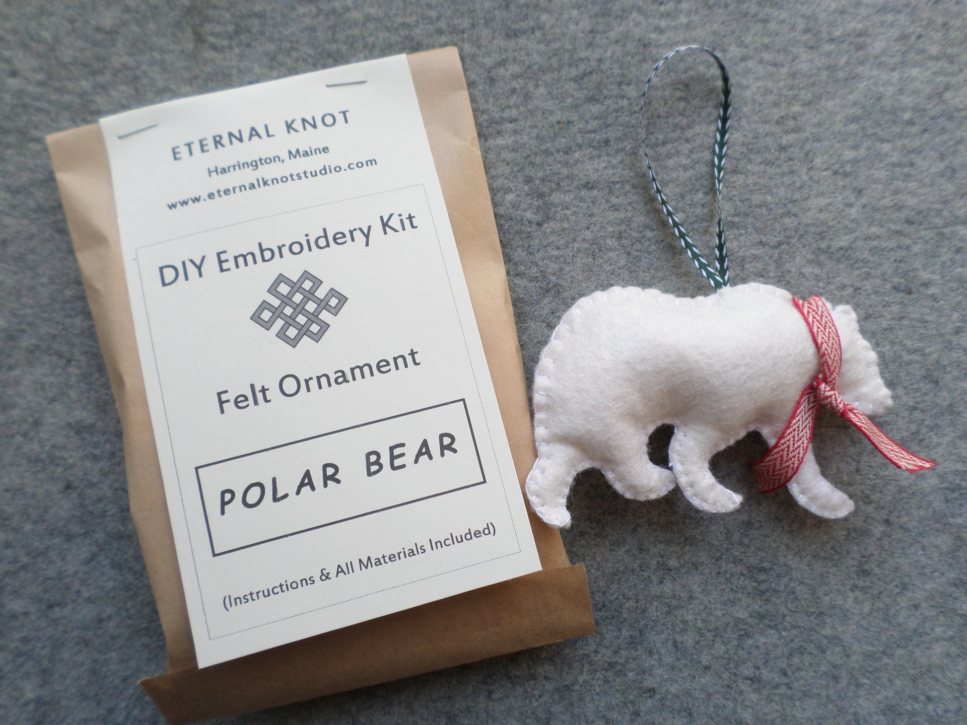 Polar Bear Felt Holiday Ornament DIY Kit 