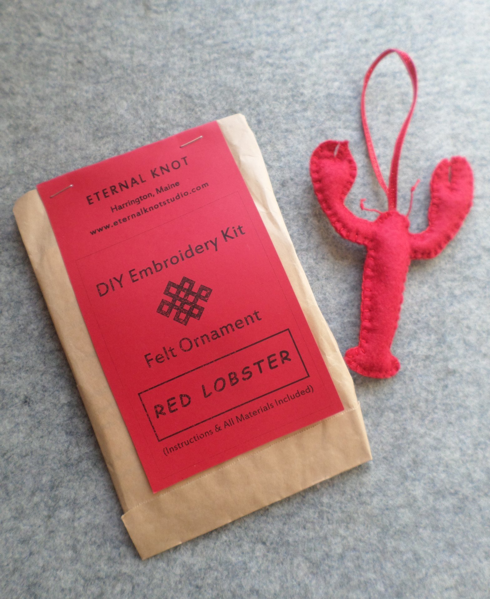 Red Lobster Felt Holiday Ornament DIY Kit 